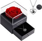 Preserved Rose with 925 Silver I Love You Necklace in 100 Languages, Eternal Flo