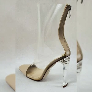 WILD DIVA FASHION CLEAR BOOTIES SHOES WOMEN'S BEIGE SIZE SIZE 9 - Picture 1 of 11