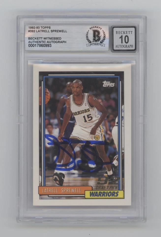 Latrell Sprewell 1992-93 Topps #392 RC Firmado Beckett BGS 10 Auto Warriors Foto 1 de 1