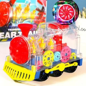 with Light Sound Music Cartoon Toy Train Transparent Car Model Toys  Kids