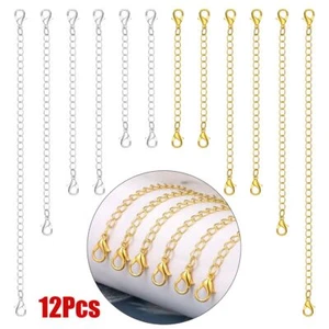12pcs/Set Stainless Steel Necklace Bracelet Extender Chain Jewelry Extenders - Picture 1 of 12