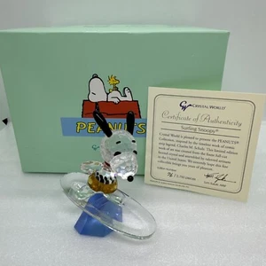 Peanuts Crystal World Crystal Figurine "Surfing Snoopy” 76/2750 PS012 W/Box READ - Picture 1 of 12