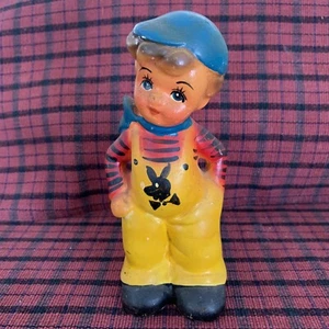"Monos vintage de tiza ~ 7"" NIÑO CON CONEJITO PLAYBOY ~ Premio Carnaval de los años 30" - Imagen 1 de 10