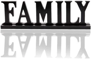 Wooden FAMILY Words Decorative Sign Free Standing Table Top Decoration, Cutout W - Picture 1 of 7