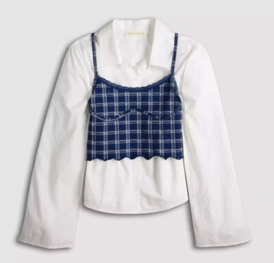 Sugar Moon Juniors 2шт клетку кнопка спереди рубашка и свитер Cami комплект размер большой - Изображение 1 из 4