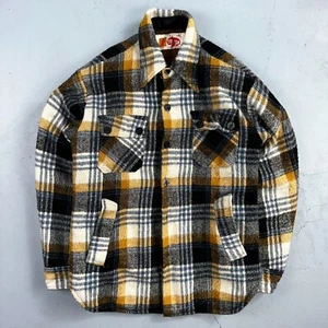 Vintage Triton 70s Sportswear Mens Black Plaid Wool Tartan Work Jacket Navy USN - Picture 1 of 14