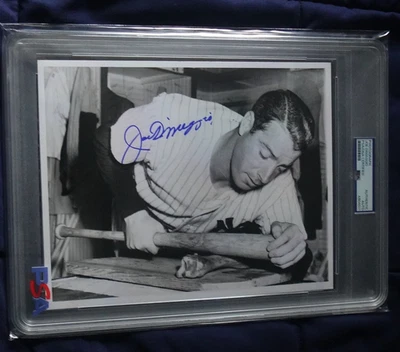 Joe DiMaggio New York Yankees Baseball Autographed  8x10 Action Photo PSA SLAB#2 - Image 1 of 3