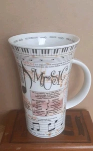 Dunoon Fine Stoneware großer Kaffee Latte Becher - Musik Note Motiv - 15,3 cm hoch sehr guter Zustand - Bild 1 von 5
