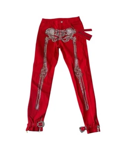 Pantalones Guapi Esqueleto Cristal Estrás Edición Limitada Rojo Talla 28 (G17) - Imagen 1 de 11