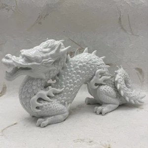 Statua Drago Tempio Imperiale Fitz & Floyd White Chinoiserie Blanc de Chine #22 - Foto 1 di 23