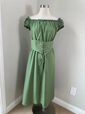 Scarlet Darkness Womens Plus 2XL Renaissance Corset Dress Cottagecore Sage Green - Image 1 of 4