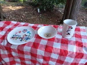 VINTAGE MICKEY MOUSE CLUB PLATE BOWL & CUP DISNEY CHARACTERS - Picture 1 of 7