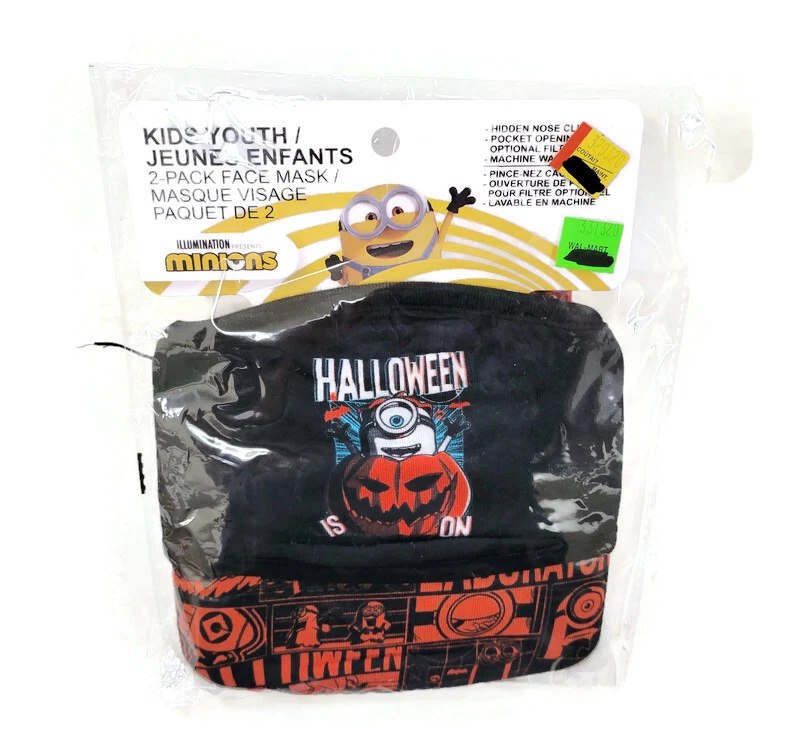 Mad Engine 2 Pack Of Minions Halloween Face Mask Pocket Filter For Kids  - Image 1 of 1
