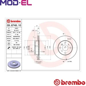 2x BRAKE DISC 09.6748.10 FOR DAIHATSU GRAN/MOVE CHARADE/IV/III APPLAUSE 1.6L - Picture 1 of 7