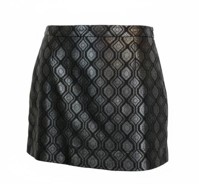 ModCloth Skirt 14 Metallic Black Geometric A-Line Mini Party Holiday NWT - Image 1 of 4