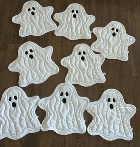 Juego de 8 manteles de mesa fantasma Halloween granja Rachel Ashwell terciopelo blanco - Imagen 1 de 8