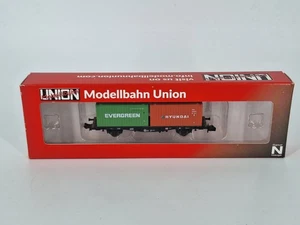 Modellbahn Union - MU-N-G50012 - Containerwagen Hyundai - Limitiert 250 Stück - Bild 1 von 3