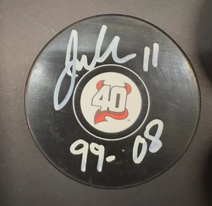 JOHN MADDEN AUTOGRAPHED NJ Devils 40 Puck w/99-08 Inscription JSA/COA - Picture 1 of 2
