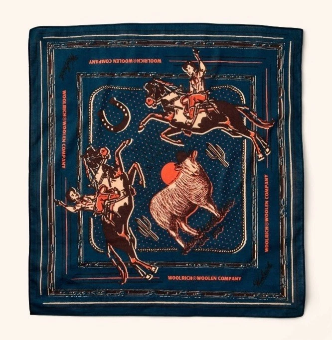 Woolrich X Target 22" Bandana Scarf Cotton Western Graphic Navy HTF Hankerchief