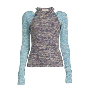 Free People Out Of Control Tee Womens Size L  Cut Out Shoulder - Picture 1 of 9