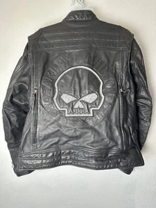 Chaqueta de cuero pesada Harley Davidson para hombre reflectante Willie G calavera 3XLarge - Imagen 1 de 18