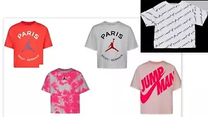 Nike Air Jordan All Over Junior TShirt Girls White Crew Neck Size From 10-15 - Picture 1 of 15