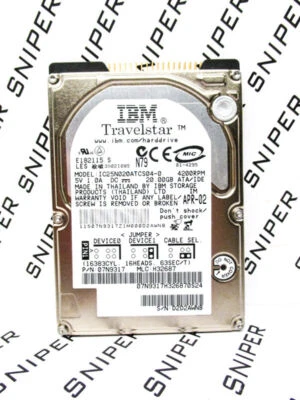 IBM 20GB TravelStar IC25N020ATCS04 IDE 07N9317 Laptop Hard Drive WIPED & TESTED - Image 1 of 4