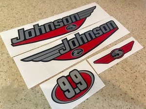 Johnson Outboard Motor Vintage Decal Kit 9.9 HP FREE SHIP + FREE Fish Decal! - Picture 1 of 1