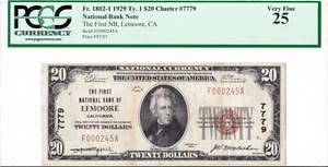 $20 1929 T1 National LEMOORE California CA 🇺🇸 Very Rare 🇺🇸 - Picture 1 of 2