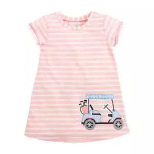 Mud Pie Pink Striped Golf Applique T-Shirt Dress LRG 4T-5T - Picture 1 of 1