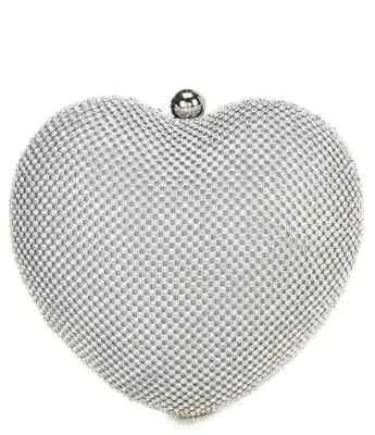 NWT Antonio Melani Wrapped Heart Minaudiere Novelty  Clutch Crossbody Silver - Image 1 of 4
