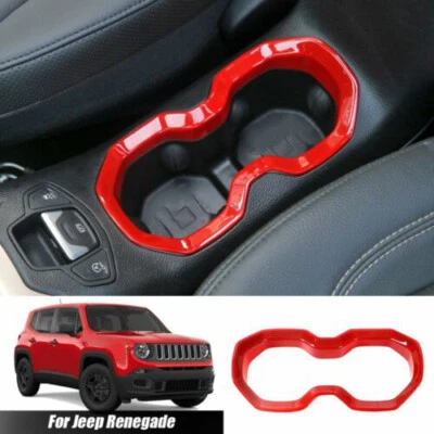 Interior Front Water Cup Holder Trim Cover Decor Ring For Jeep Renegade 16+ Red - Imagem 1 de 4