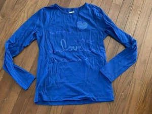 New Crazy 8 Girls Royal Blue Sequin Love Heart Long Sleeved Top Size 14 XL - Picture 1 of 10