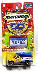 MK Matchbox - 2001 Across America - #32 Ford Fire Trk/Raft - Yellow - Minnesota - Picture 1 of 3