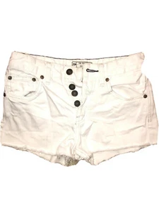 Free People Denim-Shorts weiß Größe 24 ausgefranster Saum Knopfleiste Taschen abgeschnitten - S - Bild 1 von 5