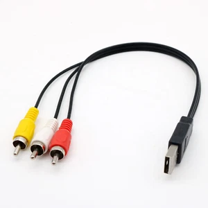 25cm 3 RCA Male to USB A Male Video Cable Television Audio AV Composite Adapter - Picture 1 of 10