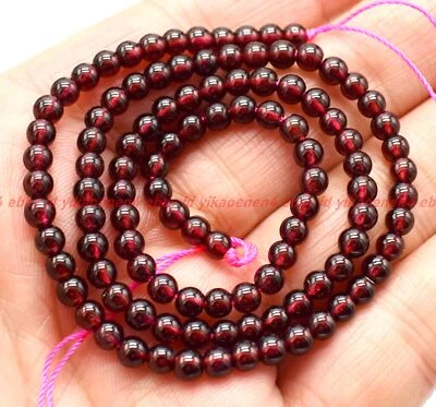 Small 4mm Genuine Red Garnet Round Beads Gemstone Loose Beads 15" Strands - Image 1 of 4