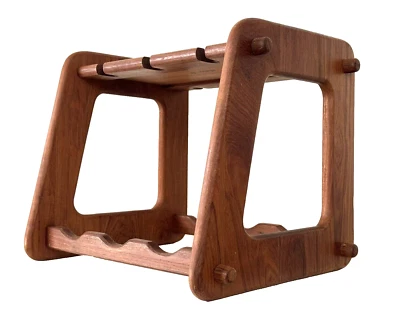 Vintage SOLID TEAK Wood DANISH Modern WINE RACK & GLASS Holder MCM 1960s Kitchen - Image 1 of 4