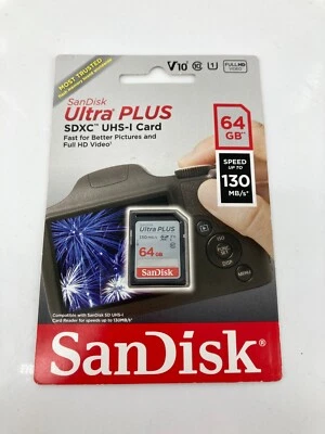 (3) Tarjeta de memoria SanDisk - Ultra PLUS 64 GB SDXC UHS-I Foto 1 de 3