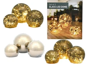3er Set Glaskugellampe LED beleuchtet Stimmungslichter Lichter Kugellampe Stein - Picture 1 of 7