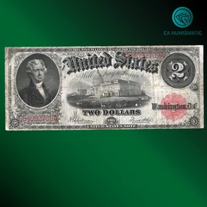 Billete de 2 dólares de curso legal 1917, reverso de pulsera, muy fino, 92709 - Imagen 1 de 2