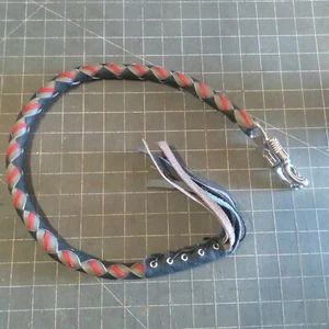 biker whip getback motorcycle BLACK RED MED.GRAY RED paracord BY STITCH - Picture 1 of 2