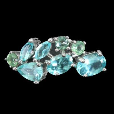 925 Argento Sterling Non Scaldato Ovale Apatite 7x5mm Smeraldo Oro Bianco Piatto - Immagine 1 di 4