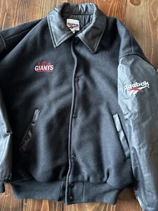 VTG REEBOK Black/Wool/Leather VARSITY BOMBER JACKET L Letterman LITTLE GIANTS - Picture 1 of 14