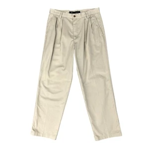 Vintage Dockers Pants Mens 32 Beige Basic Twill Pleated Cotton Straight Leg Y2K - Picture 1 of 13