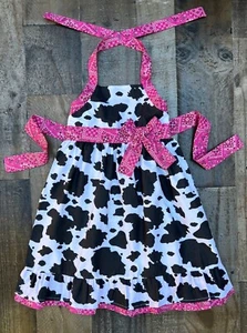 Western Wear Country Cowgirl Cow Print Hot Pink Bandana Dress - Picture 1 of 1
