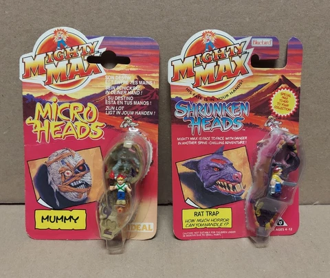 Mighty Max Shrunken Heads Mummy & Rat Trap 2 Packs Ideal Bluebird 1993 New Cover