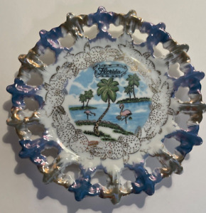 New ListingVintage 6â€� State Collector's Souvenir Plate Florida Made In Japan Gf Latice