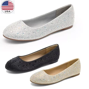 Women Ballet Flat Shoes Round Toe Slip On Lightweight Comfort Dress Casual Shoes - Picture 1 of 18