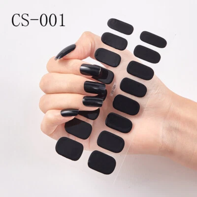 Nail Art Stickers Self-Adhesive DIY Wraps Full Cover Gel Polish Matte Black CS01